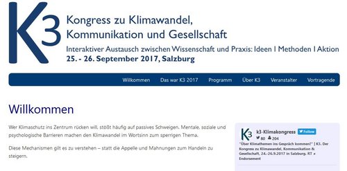 Screenshot der K3-Homepage